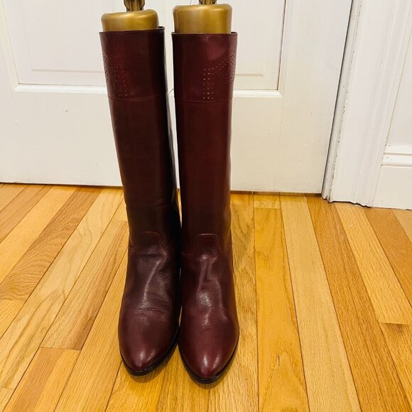 Vintage Etienne Aigner Burgundy Leather Oxblood Riding Boots Size 8.5 M - Picture 10 of 16